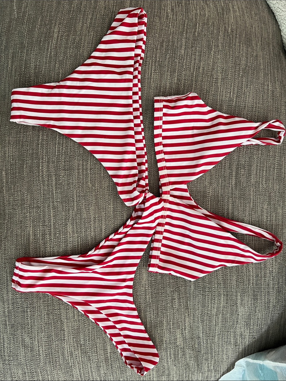 Zaful Red and White Striped Two-Piece Bikini (2 bottom options)